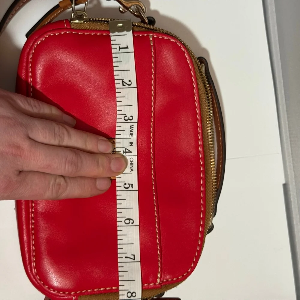 Dooney & Bourke Red Leather Belvedere Ambler Crossbody Bag, Like New, Authentic - Picture 10 of 12